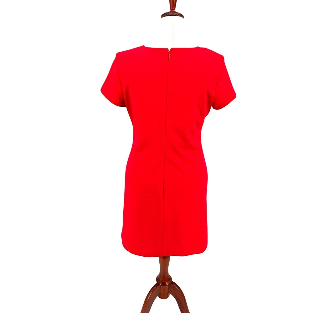 Tommy Hilfiger Sheath Dress Womens 12 Red Gold Button Faux Pocket Cap - Picture 7 of 10